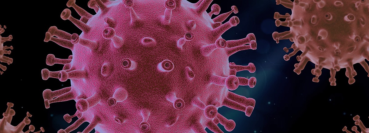 Illustration: Corona-Virus unter dem Mikroskop